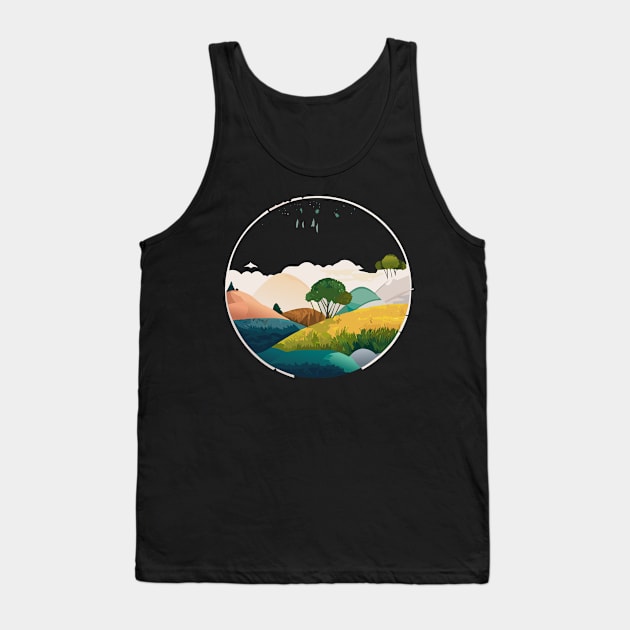 a nature-inspired t-shirt design featuring serene landscapes and wildlife. Utilize a soft color palette and intricate details to capture the beauty of the outdoors, tipseason2 Tank Top by goingplaces